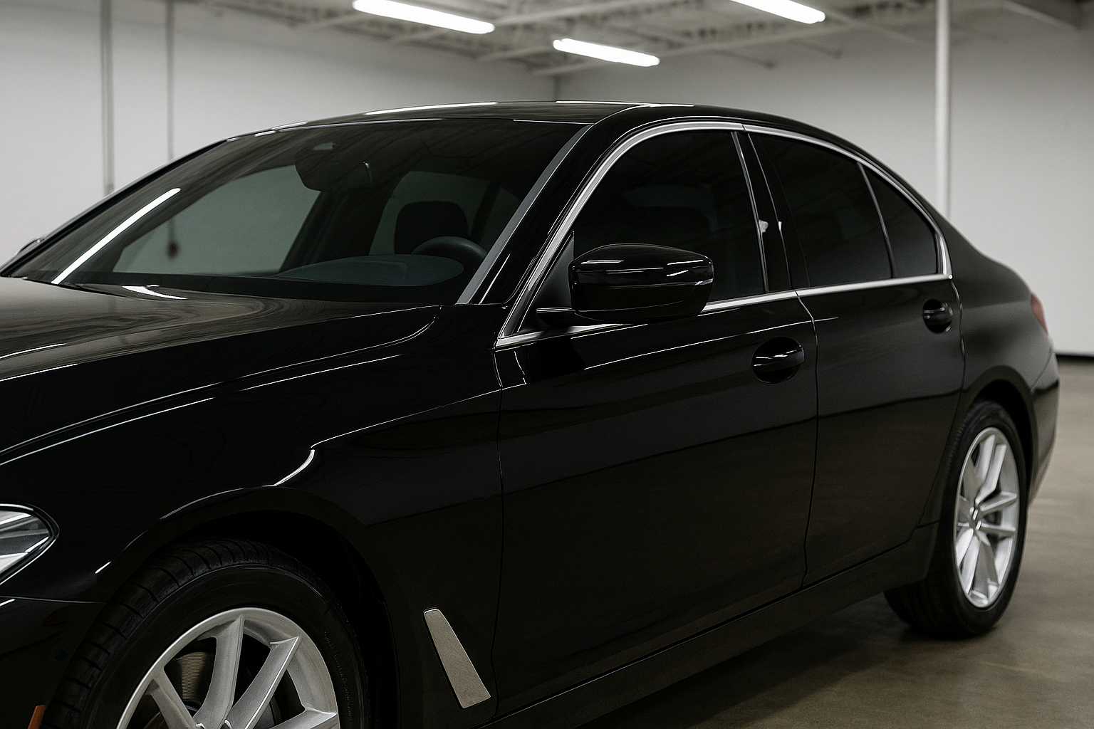people applying paint protection film to a car